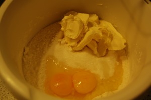Flour, Sugar, Eggs and Margarine