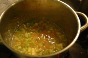 Celery and Lentils in Vegetable Stock