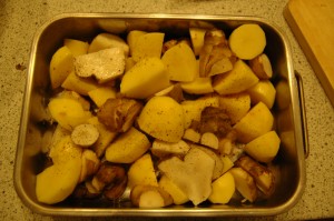 Topinambour and Potatoes in oven dish
