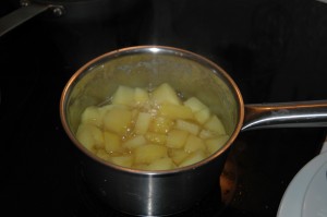 Potatoes simmering in Stock
