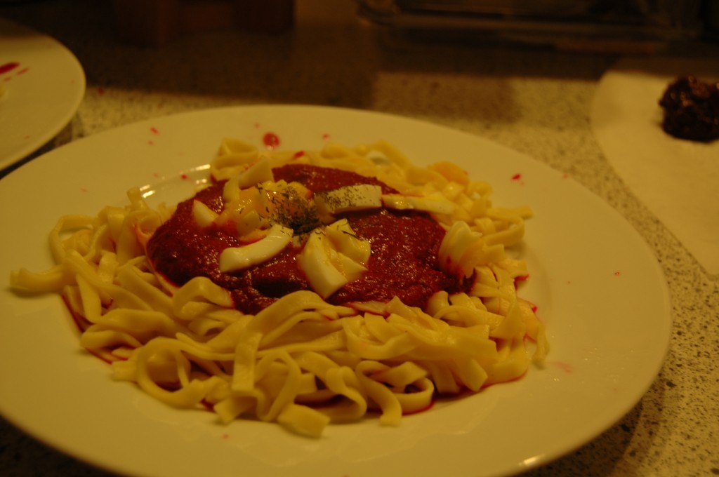 Fettuccine with Beet Root Dill Sauce