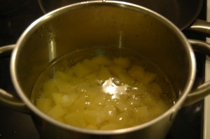 Potato Cubes in water Potato Cubes in water