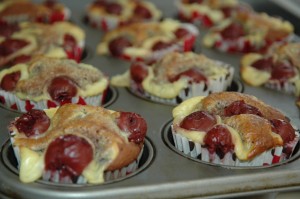 Black and White Cherry Pudding Muffins