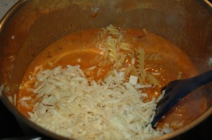 Tomato Soup with Pasta and grated Vegetables