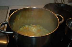 Potato Pieces in Boiling Water