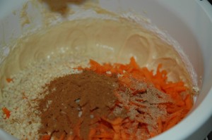 Grated Carrot and Chopped Almonds with Cinnamon and Nutmeg