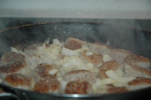 Sausage Meat Balls with Onions and Garlic