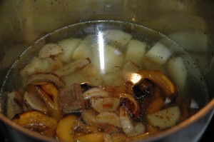 Baked Vegetables and Potatoes in Stock