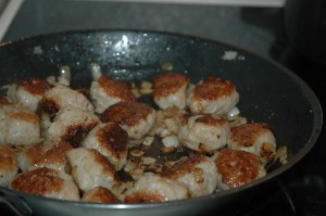 Roasted Onions and Meatballs