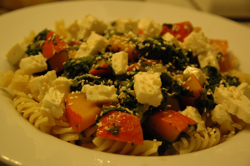 Pasta with Sesame Hokkaido and Spinach