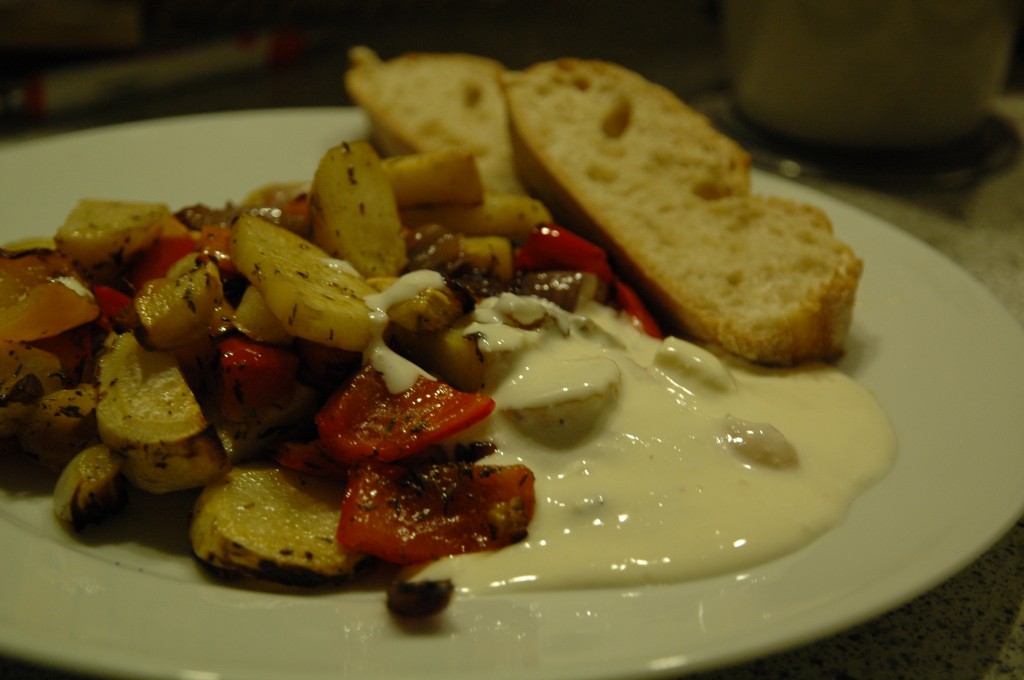 Baked Parsley Root with Garlic Dip