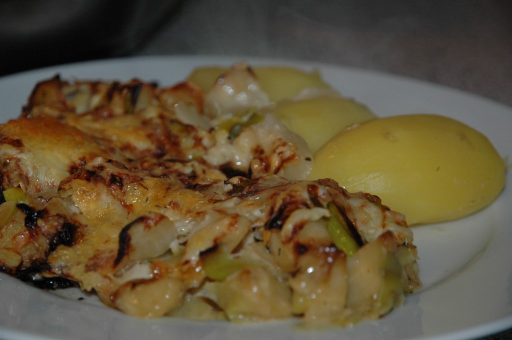 Parsley Root with Leek and Cheese Crust