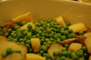 Topinambour and Peas in Baking Dish