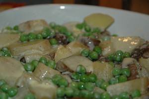 Topinambour and Peas in Egg-Cream-Mix