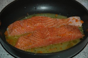 Salmon in Orange Juice, Vodka and Olive Oil