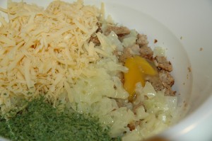 Bread, Cheese, Onions, Egg and Parsley