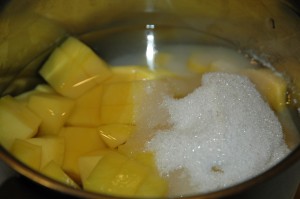 Mango Pieces with Sugar in Water