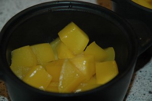 Cooked Mango Pieces in Baking Dish