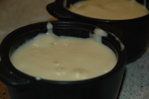 Dough over Mango Pieces