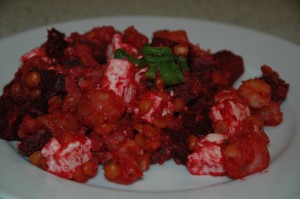 Beet Root with Lentils, Potatoes and Feta