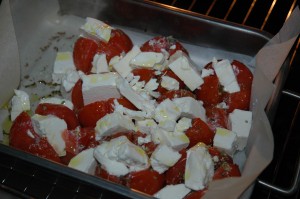 Tomatoes topped with Feta