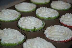 Rhubarb Cupcakes with Mascarpone Topping