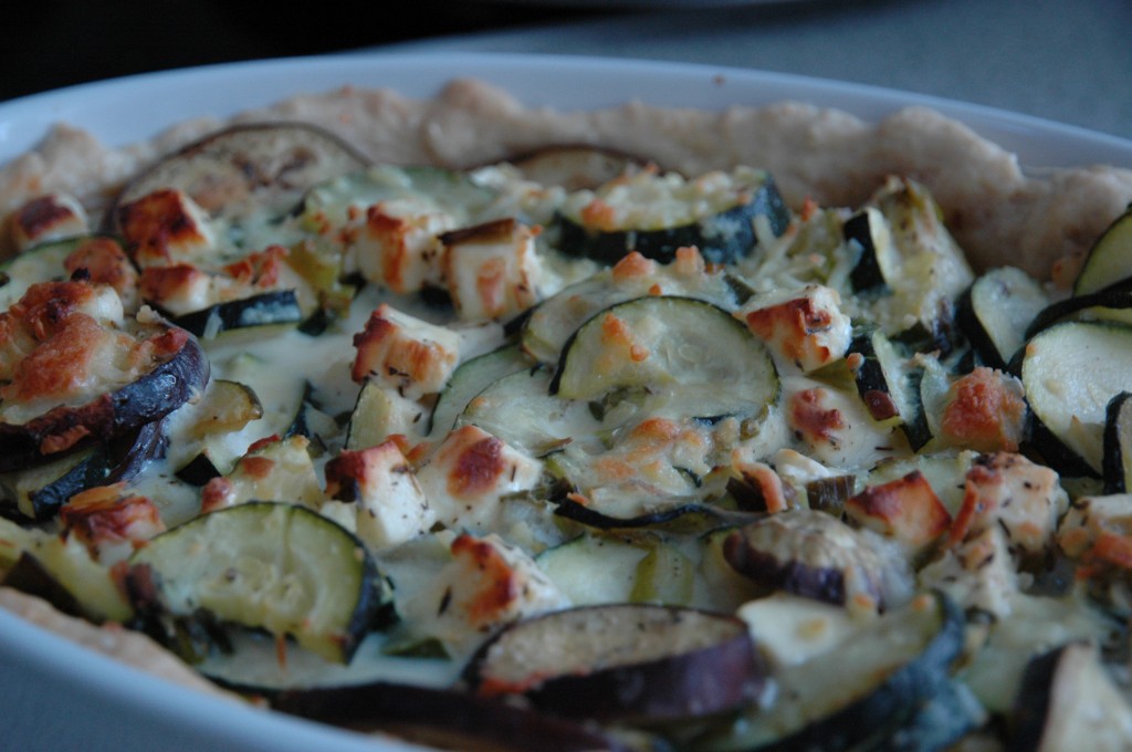 Courgette Eggplant Quiche with Feta Cheese
