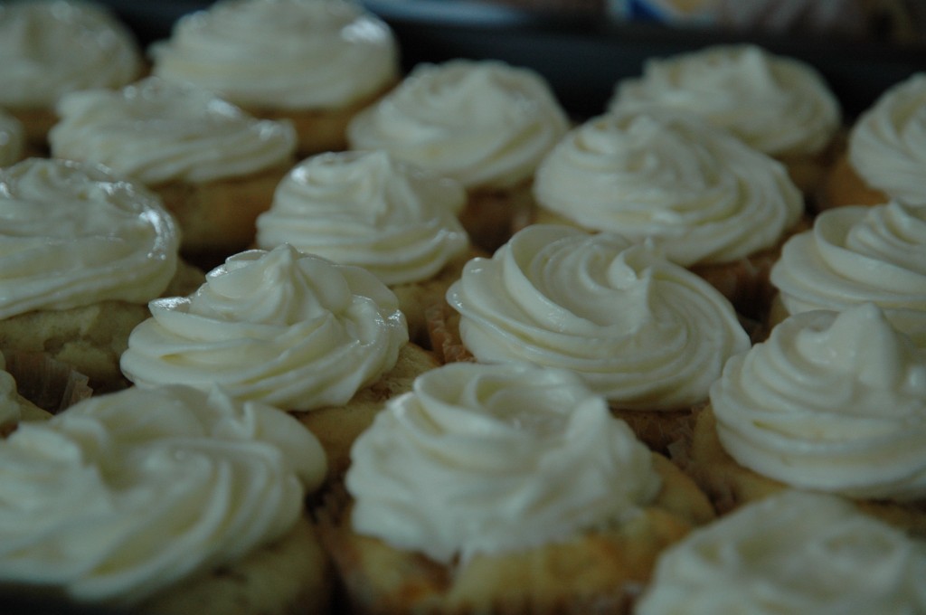 Buttermilk Apricot Cupcakes with White Chocolate Topping