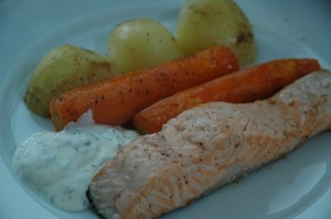 Salmon with Baked Vegetables