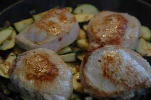 Chops on Courgettes
