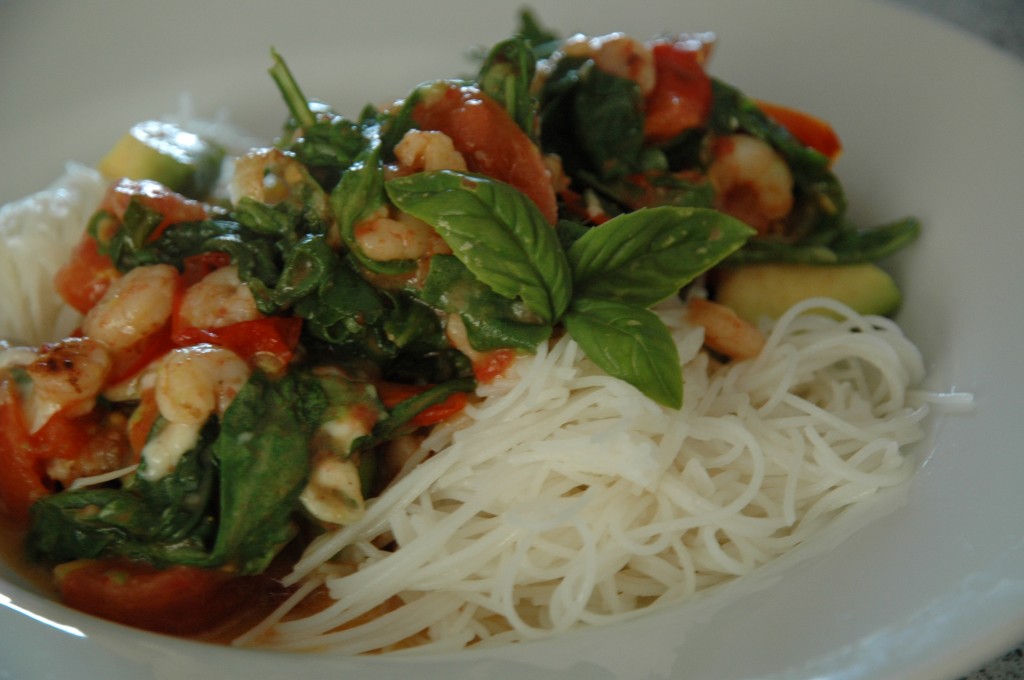 Pasta with Rucola Shrimp Sauce