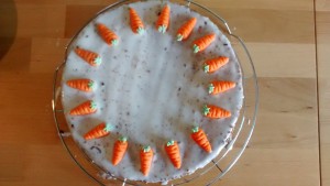 carrot cake with marzipan carrots